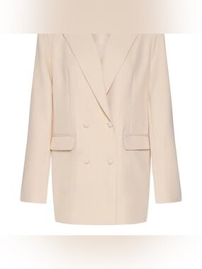 Meshki Oversized Women's Double-Breasted Cream Blazer Jacket Size Small